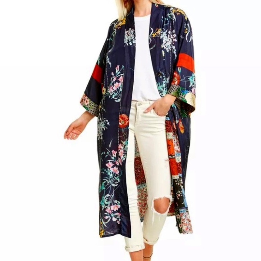 NWT JOHNNY WAS Halyna Silk Reversible Kimono Robe Size Medium $498